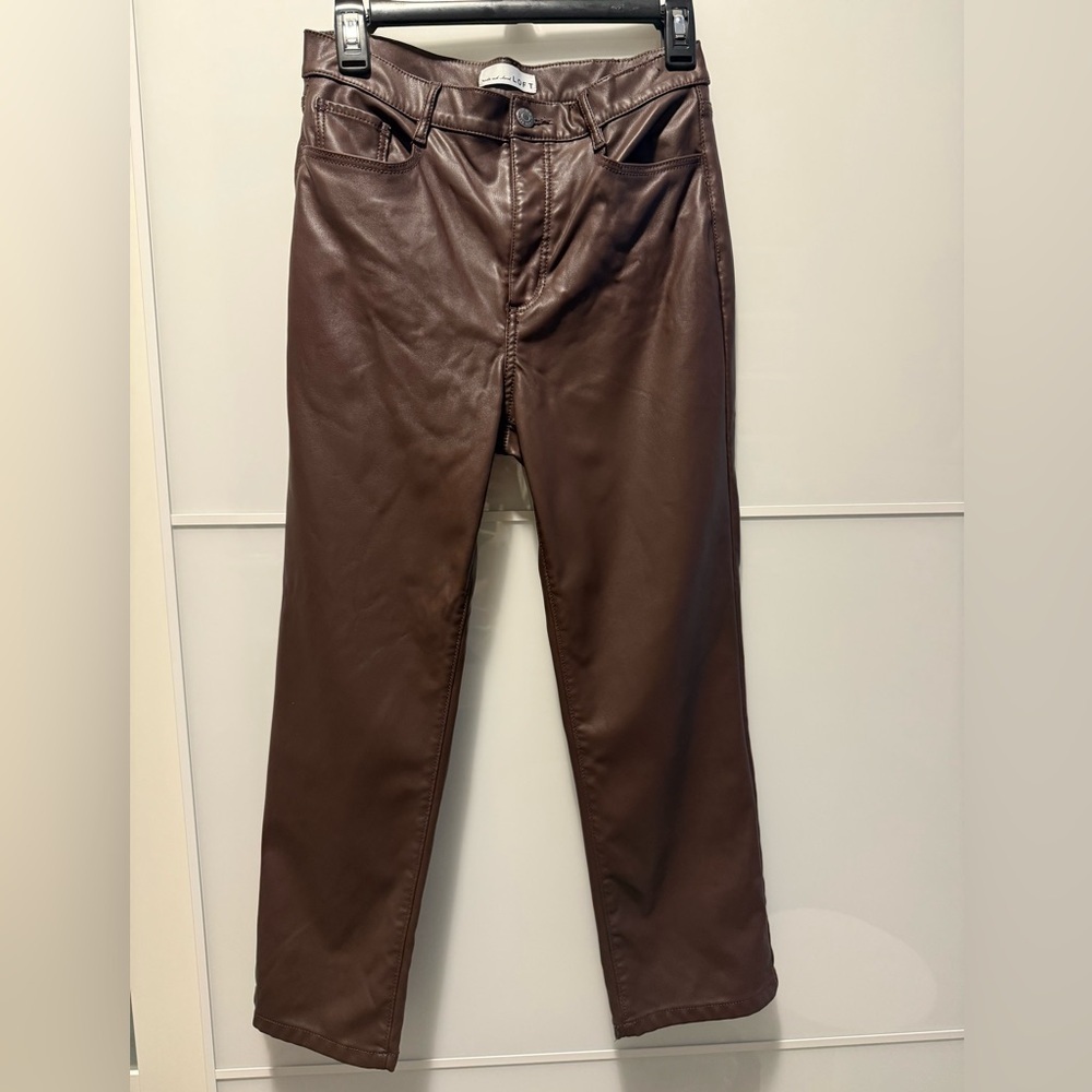 💸CLEARANCE 4/$15💸 LOFT Petite Straight Leg Brown Leather Pants